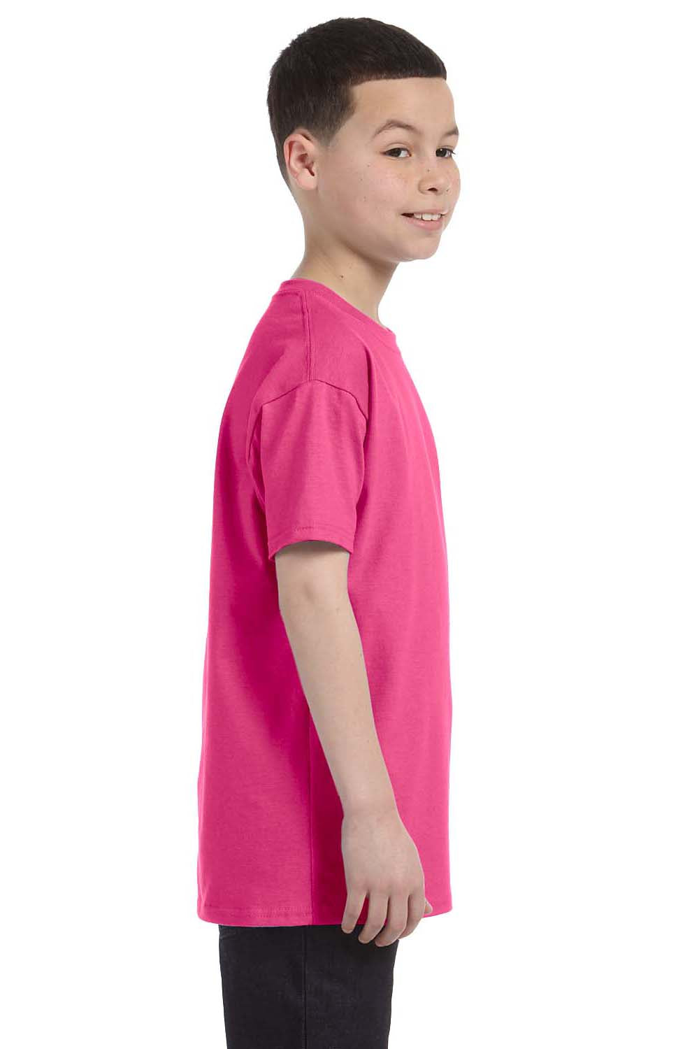 Hanes 54500 Youth ComfortSoft Short Sleeve Crewneck T-Shirt Wow Pink Side