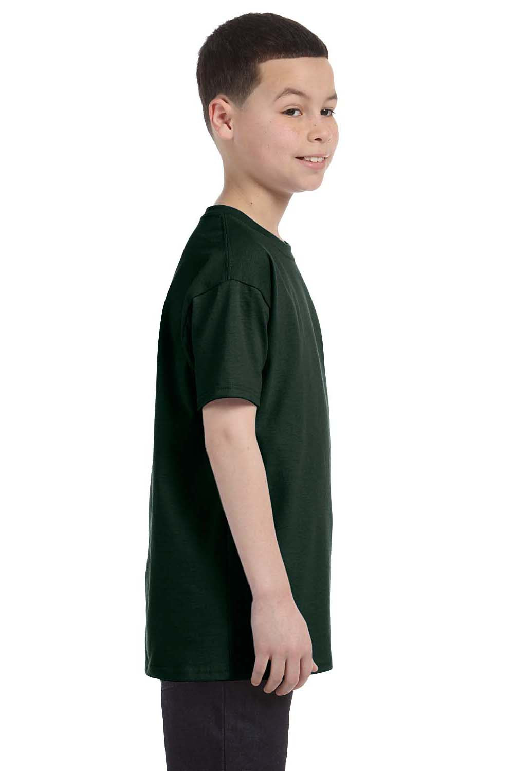 Hanes 54500 Youth ComfortSoft Short Sleeve Crewneck T-Shirt Forest Green Side