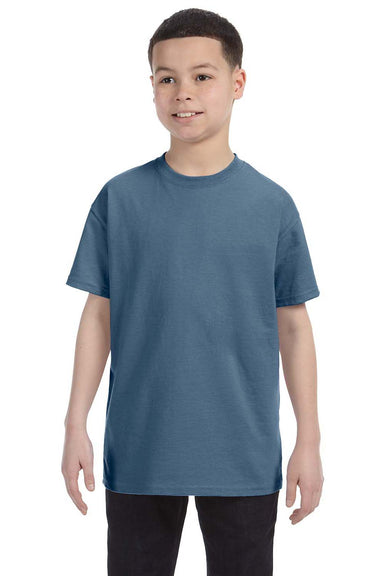 Hanes 54500 Youth ComfortSoft Short Sleeve Crewneck T-Shirt Denim Blue Front