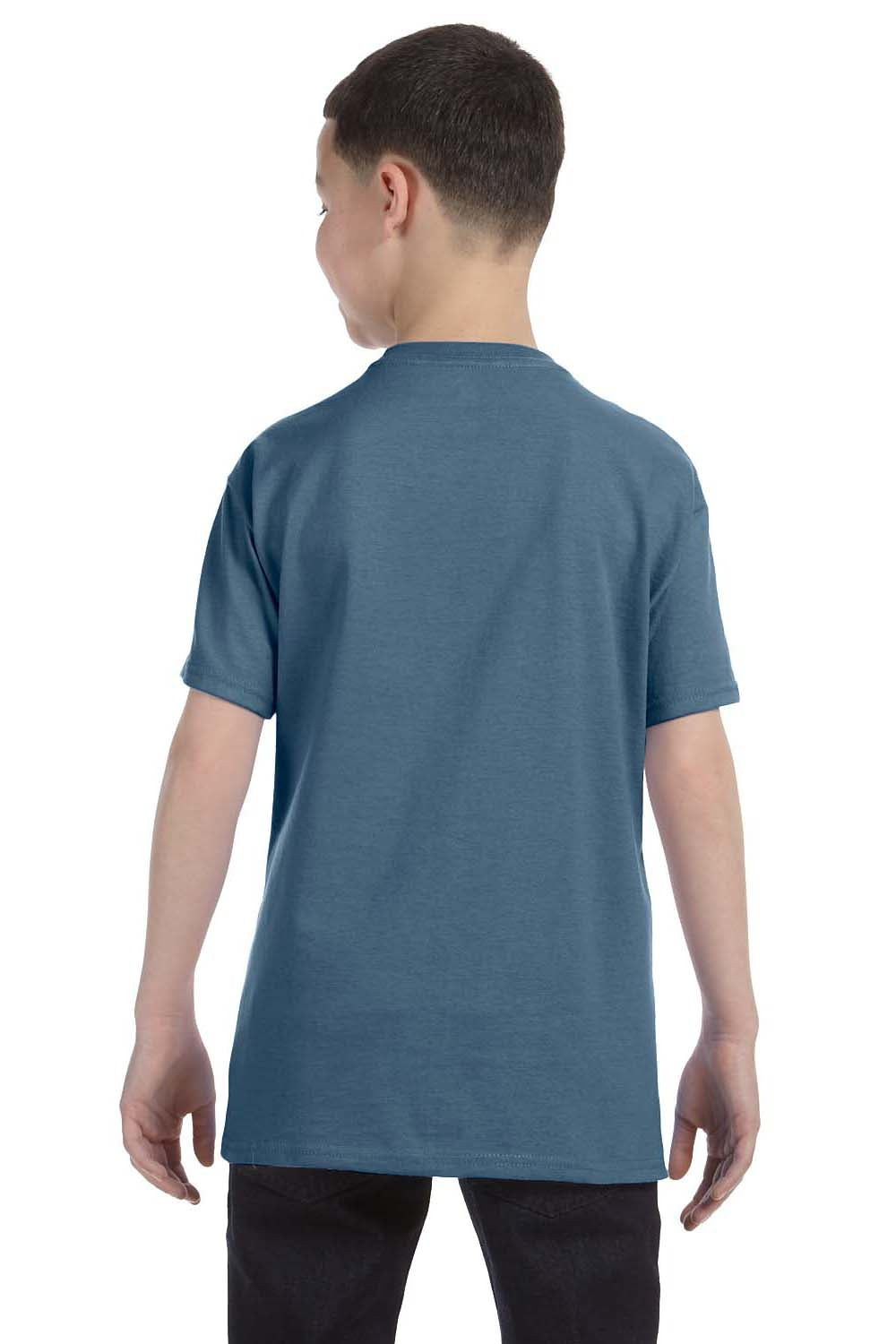 Hanes 54500 Youth ComfortSoft Short Sleeve Crewneck T-Shirt Denim Blue Back