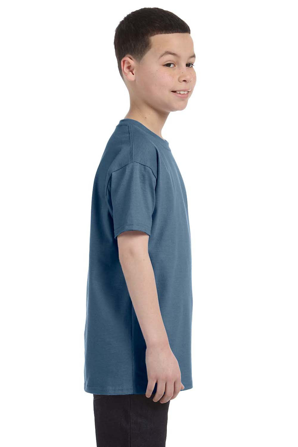Hanes 54500 Youth ComfortSoft Short Sleeve Crewneck T-Shirt Denim Blue Side