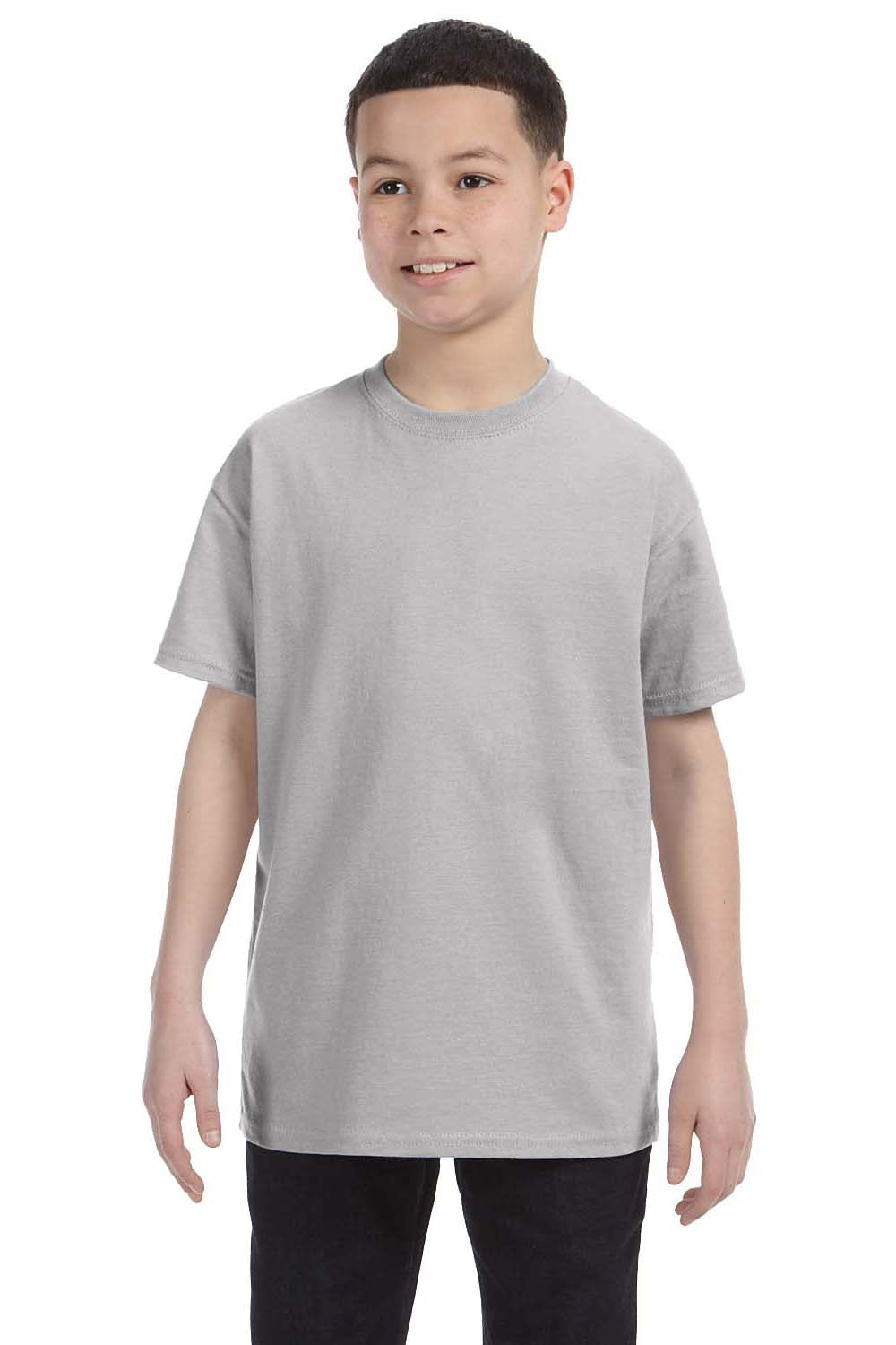 Hanes 54500 Youth ComfortSoft Short Sleeve Crewneck T-Shirt Light Steel Grey Front