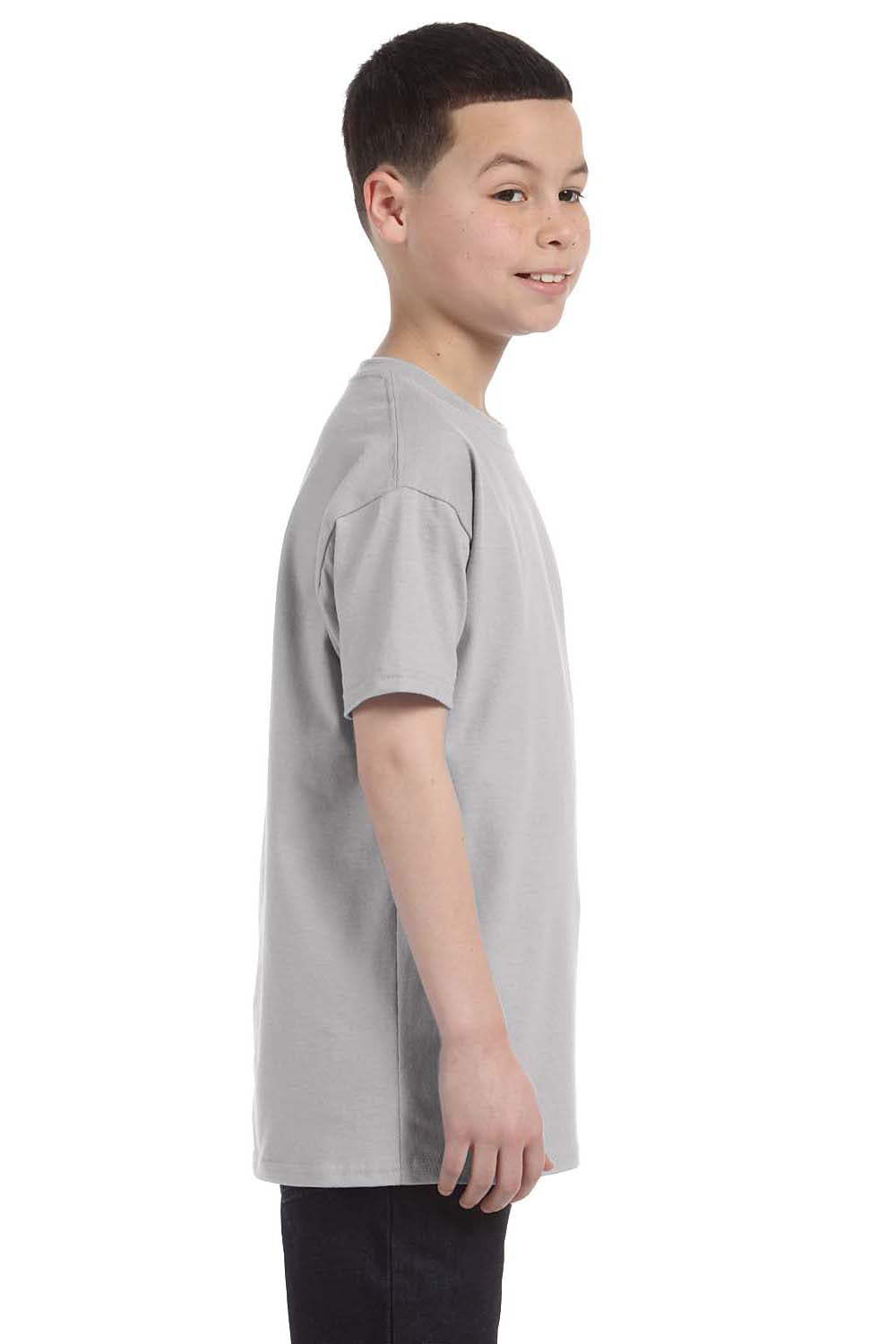 Hanes 54500 Youth ComfortSoft Short Sleeve Crewneck T-Shirt Light Steel Grey Side