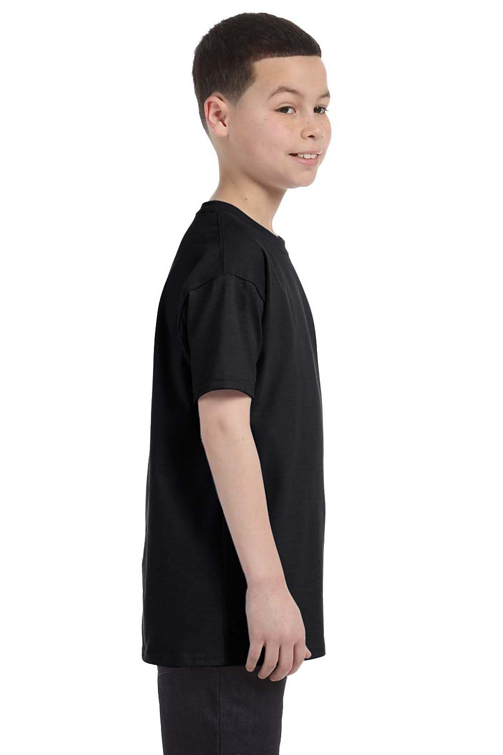Hanes 54500 Youth ComfortSoft Short Sleeve Crewneck T-Shirt Black Side
