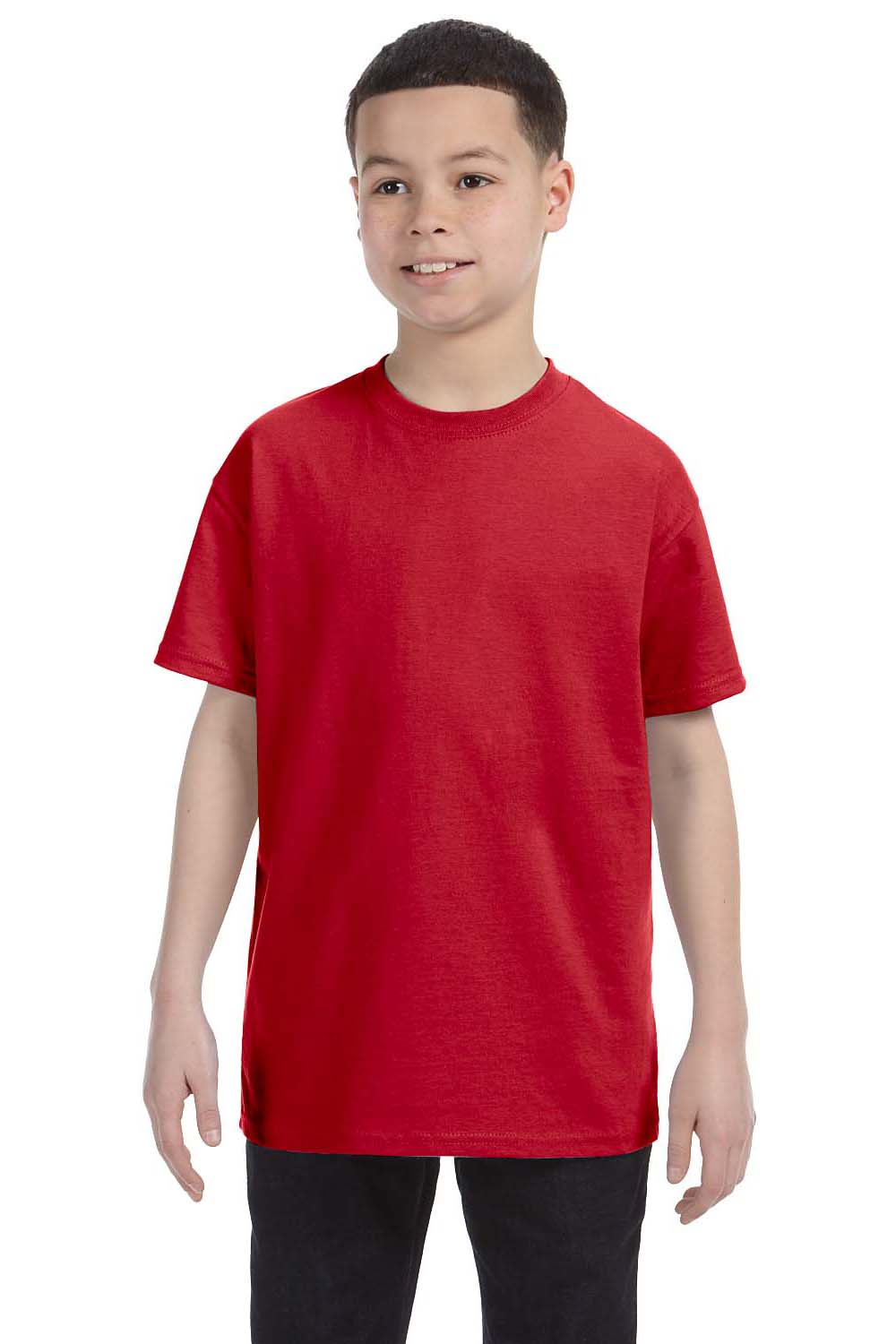 Hanes 54500 Youth ComfortSoft Short Sleeve Crewneck T-Shirt Red Front