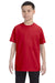 Hanes 54500 Youth ComfortSoft Short Sleeve Crewneck T-Shirt Red Front