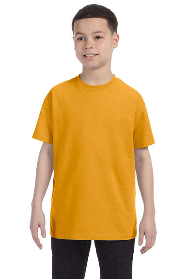 Hanes 54500 Youth ComfortSoft Short Sleeve Crewneck T-Shirt Gold Front