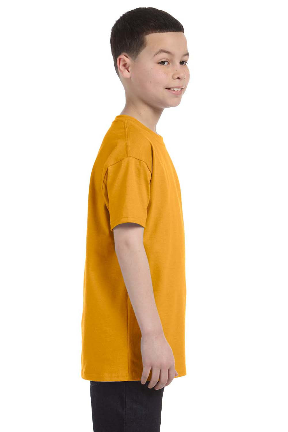 Hanes 54500 Youth ComfortSoft Short Sleeve Crewneck T-Shirt Gold Side