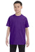 Hanes 54500 Youth ComfortSoft Short Sleeve Crewneck T-Shirt Purple Front
