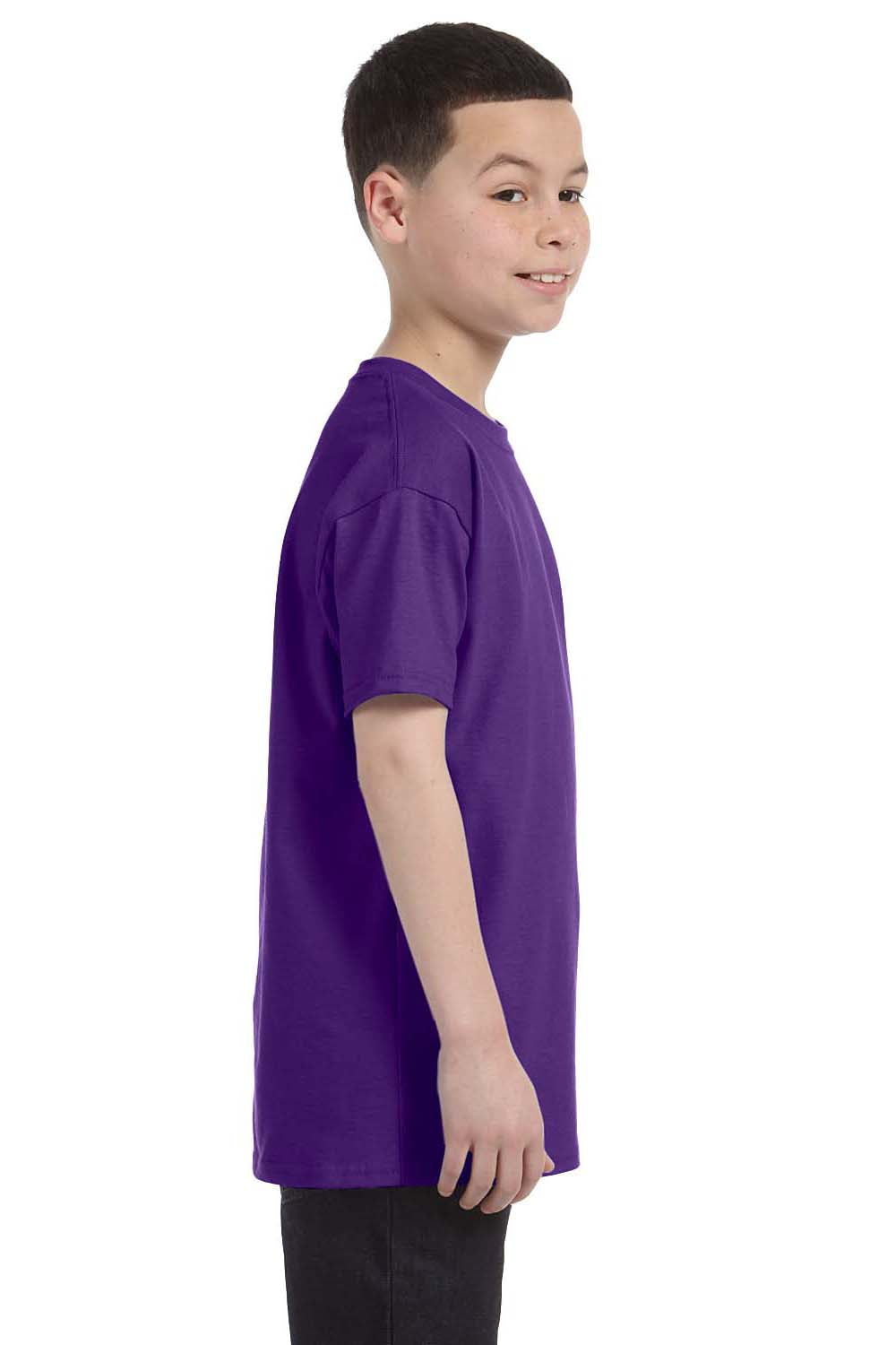 Hanes 54500 Youth ComfortSoft Short Sleeve Crewneck T-Shirt Purple Side