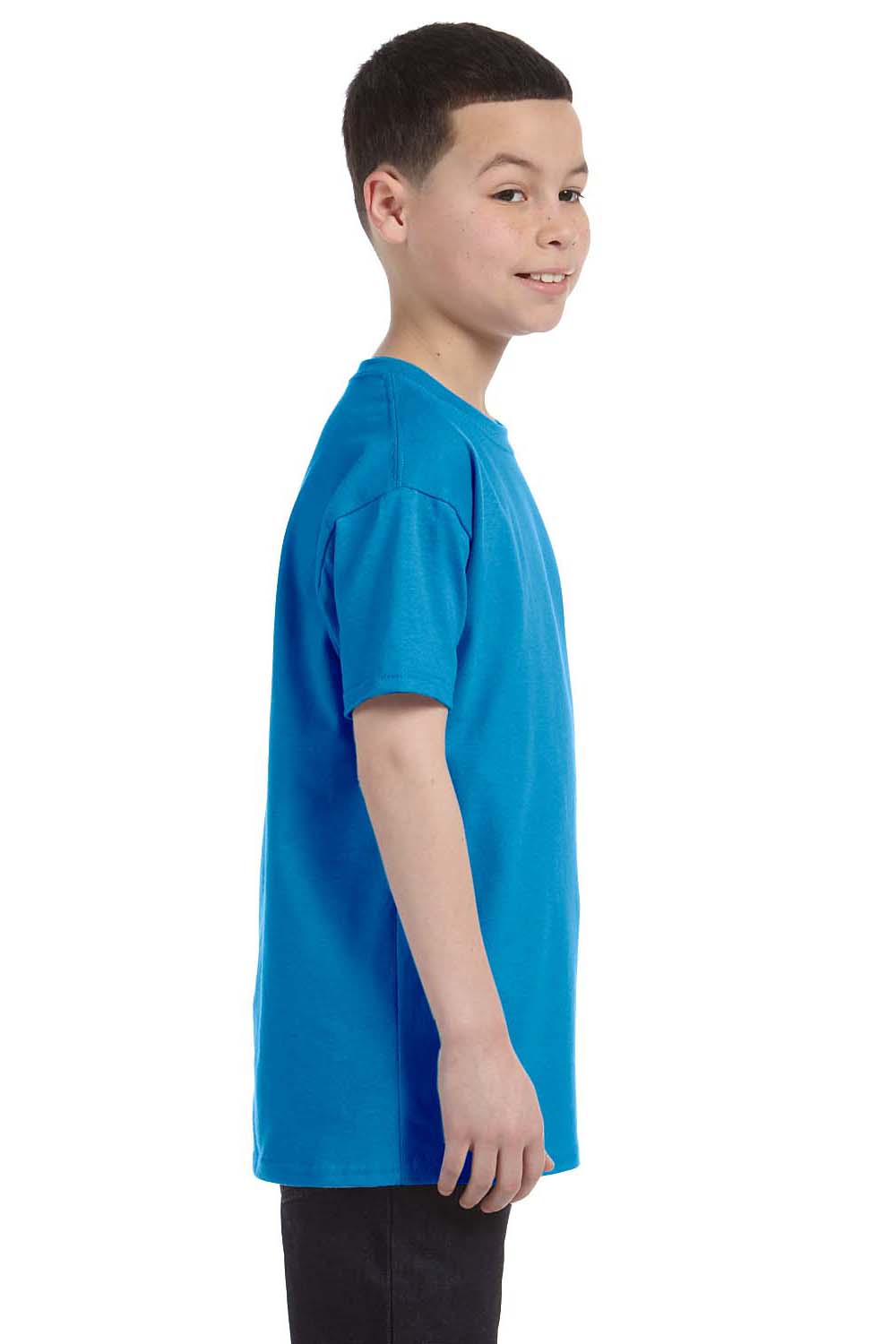 Hanes 54500 Youth ComfortSoft Short Sleeve Crewneck T-Shirt Sapphire Blue Side