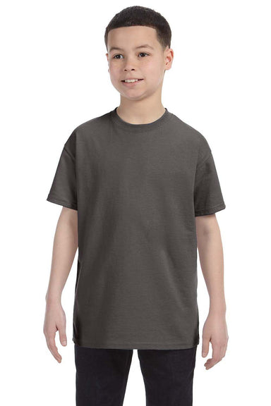 Hanes 54500 Youth ComfortSoft Short Sleeve Crewneck T-Shirt Smoke Grey Front