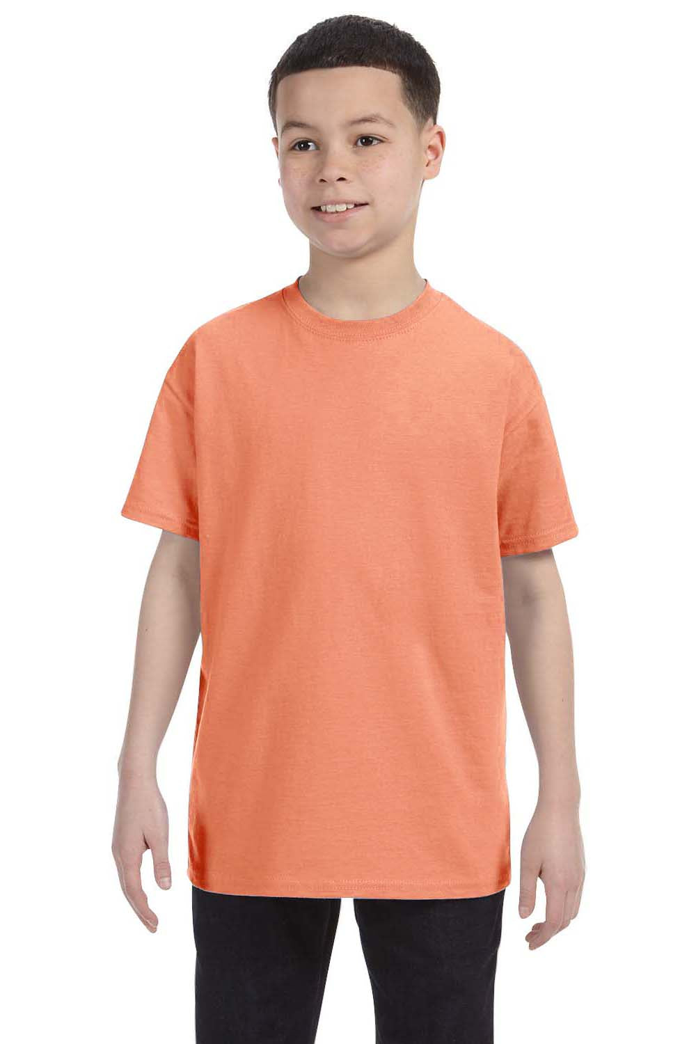 Hanes 54500 Youth ComfortSoft Short Sleeve Crewneck T-Shirt Candy Orange Front