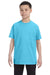 Hanes 54500 Youth ComfortSoft Short Sleeve Crewneck T-Shirt Blue Horizon Front