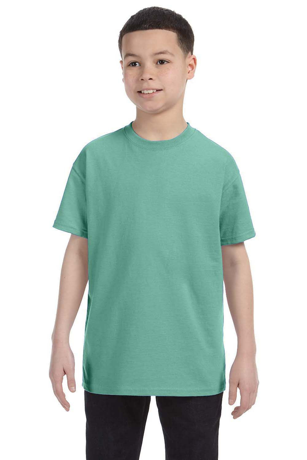 Hanes 54500 Youth ComfortSoft Short Sleeve Crewneck T-Shirt Mint Green Front