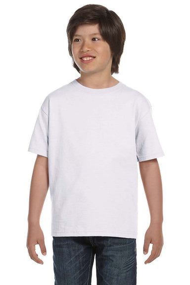 Hanes 5480 Youth ComfortSoft Short Sleeve Crewneck T-Shirt White Front