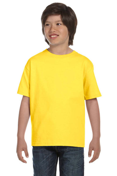 Hanes 5480 Youth ComfortSoft Short Sleeve Crewneck T-Shirt Yellow Front