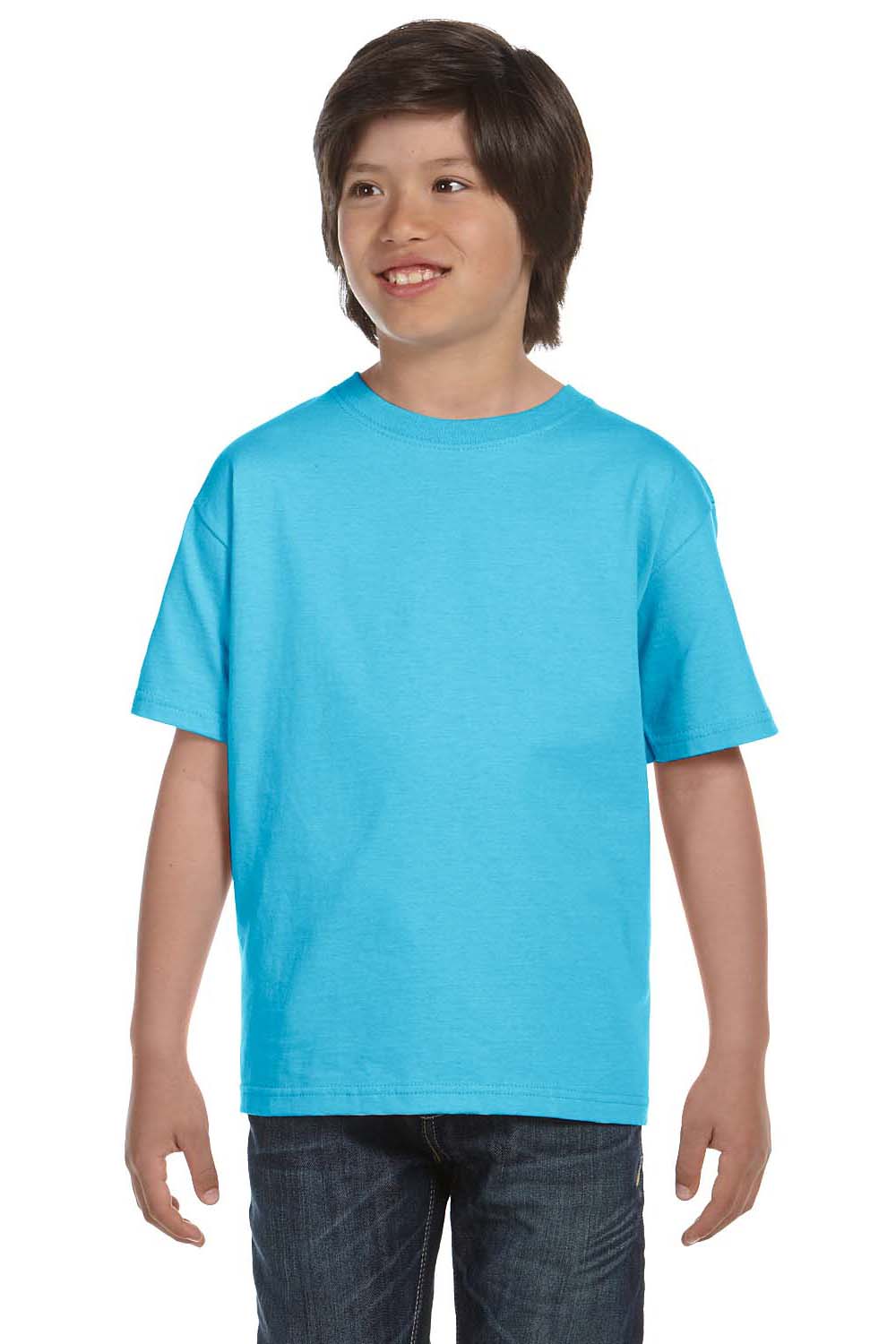 Hanes 5480 Youth ComfortSoft Short Sleeve Crewneck T-Shirt Light Blue Front