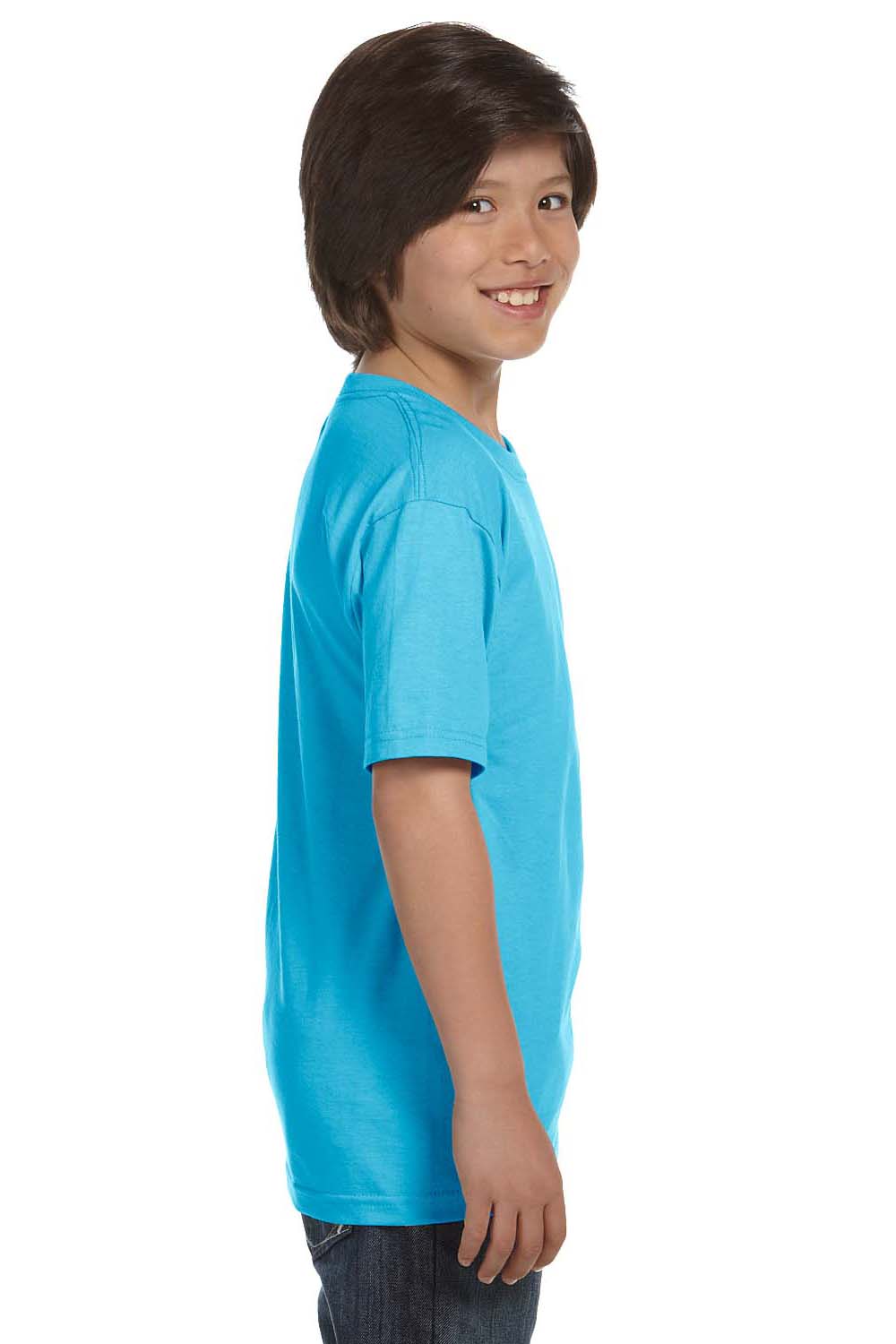 Hanes 5480 Youth ComfortSoft Short Sleeve Crewneck T-Shirt Light Blue Side