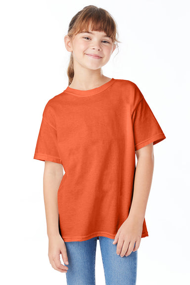 Hanes 5480 Youth ComfortSoft Short Sleeve Crewneck T-Shirt Texas Orange Front