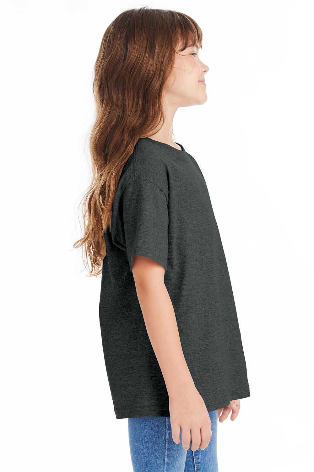 Hanes 5480 Youth ComfortSoft Short Sleeve Crewneck T-Shirt Heather Charcoal Grey SIde