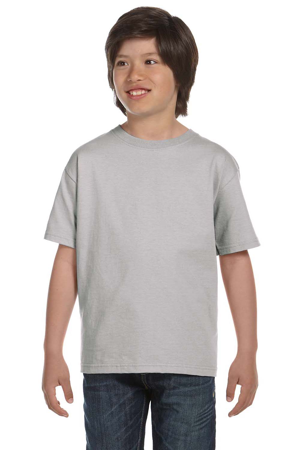 Hanes 5480 Youth ComfortSoft Short Sleeve Crewneck T-Shirt Light Steel Grey Front