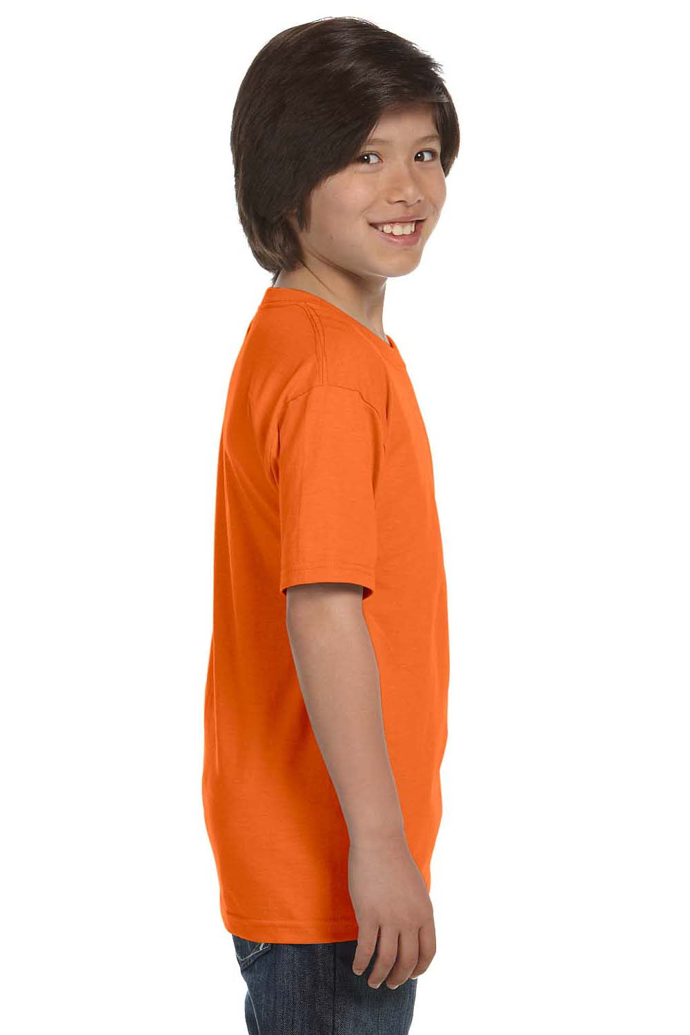 Hanes 5480 Youth ComfortSoft Short Sleeve Crewneck T-Shirt Orange Side