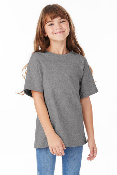 Hanes 5480 Youth ComfortSoft Short Sleeve Crewneck T-Shirt Oxford Grey Front
