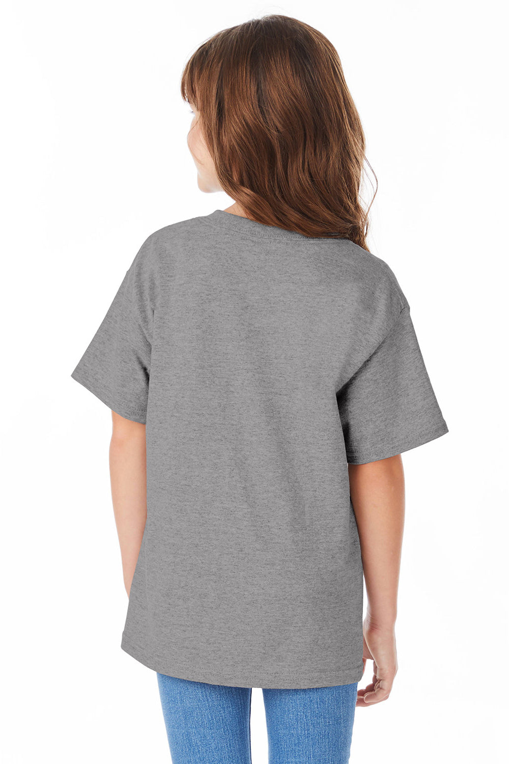 Hanes 5480 Youth ComfortSoft Short Sleeve Crewneck T-Shirt Oxford Grey Back