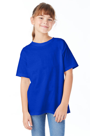 Hanes 5480 Youth ComfortSoft Short Sleeve Crewneck T-Shirt Athletic Royal Blue Front