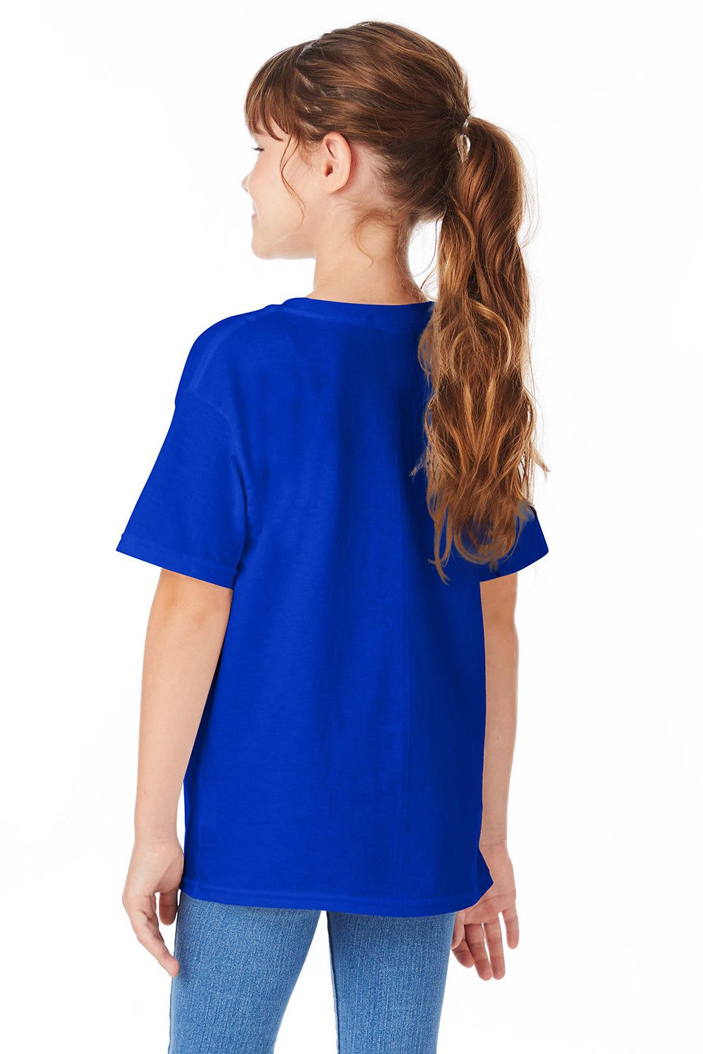 Hanes 5480 Youth ComfortSoft Short Sleeve Crewneck T-Shirt Athletic Royal Blue Back