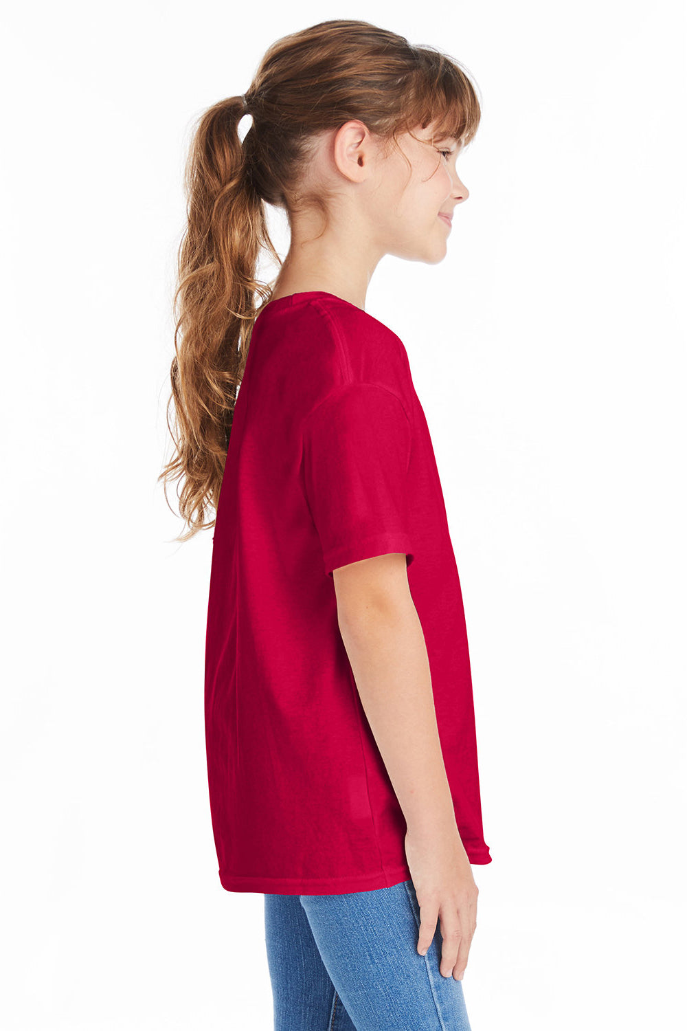 Hanes 5480 Youth ComfortSoft Short Sleeve Crewneck T-Shirt Athletic Crimson Red SIde