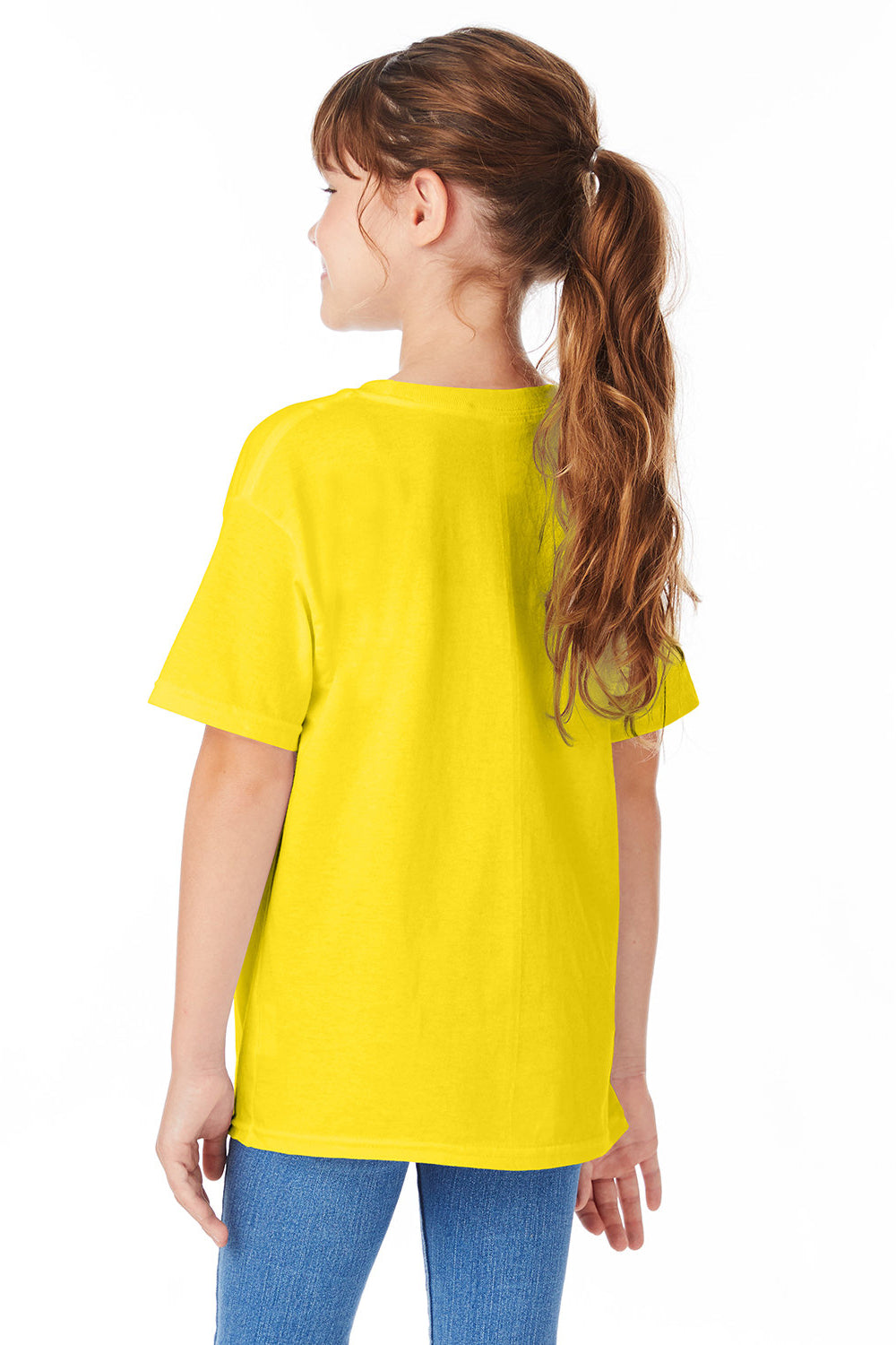 Hanes 5480 Youth ComfortSoft Short Sleeve Crewneck T-Shirt Athletic Yellow Back