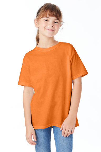 Hanes 5480 Youth ComfortSoft Short Sleeve Crewneck T-Shirt Tennessee Orange Front