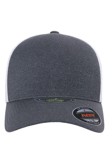 Flexfit 5511UP Mens Unipanel Flexfit Hat Dark Grey Melange/White Front