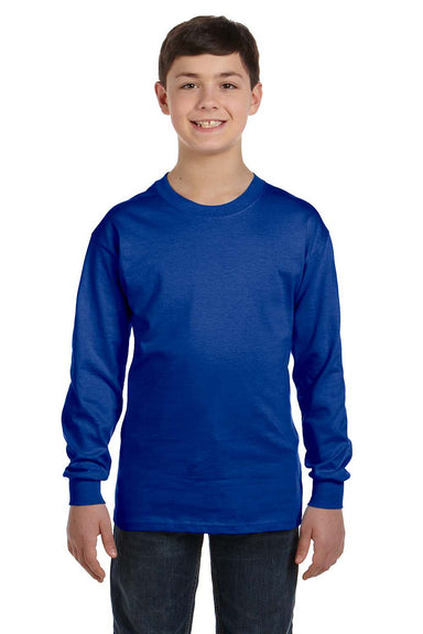 Hanes 5546 Youth ComfortSoft Long Sleeve Crewneck T-Shirt Royal Blue Front