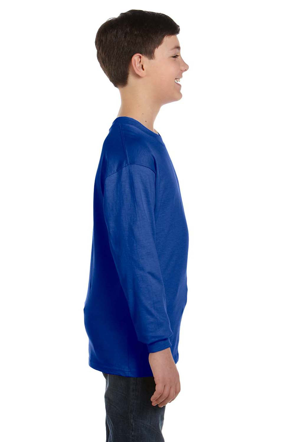 Hanes 5546 Youth ComfortSoft Long Sleeve Crewneck T-Shirt Royal Blue Side