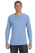 Hanes 5586 Mens ComfortSoft Long Sleeve Crewneck T-Shirt Light Blue Front