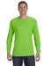 Hanes 5586 Mens ComfortSoft Long Sleeve Crewneck T-Shirt Lime Green Front