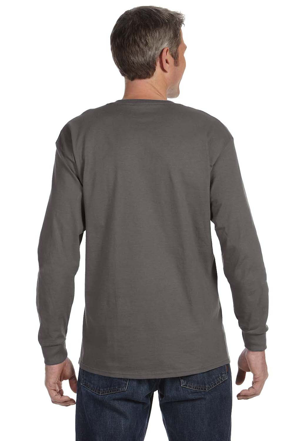 Hanes 5586 Mens ComfortSoft Long Sleeve Crewneck T-Shirt Smoke Grey Back