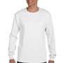 Hanes Mens ComfortSoft Long Sleeve Crewneck T-Shirt w/ Pocket - White