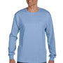 Hanes Mens ComfortSoft Long Sleeve Crewneck T-Shirt w/ Pocket - Light Blue - Closeout