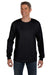 Hanes 5596 Mens ComfortSoft Long Sleeve Crewneck T-Shirt w/ Pocket Black Front