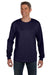 Hanes 5596 Mens ComfortSoft Long Sleeve Crewneck T-Shirt w/ Pocket Navy Blue Front