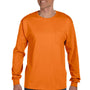 Hanes Mens ComfortSoft Long Sleeve Crewneck T-Shirt w/ Pocket - Orange