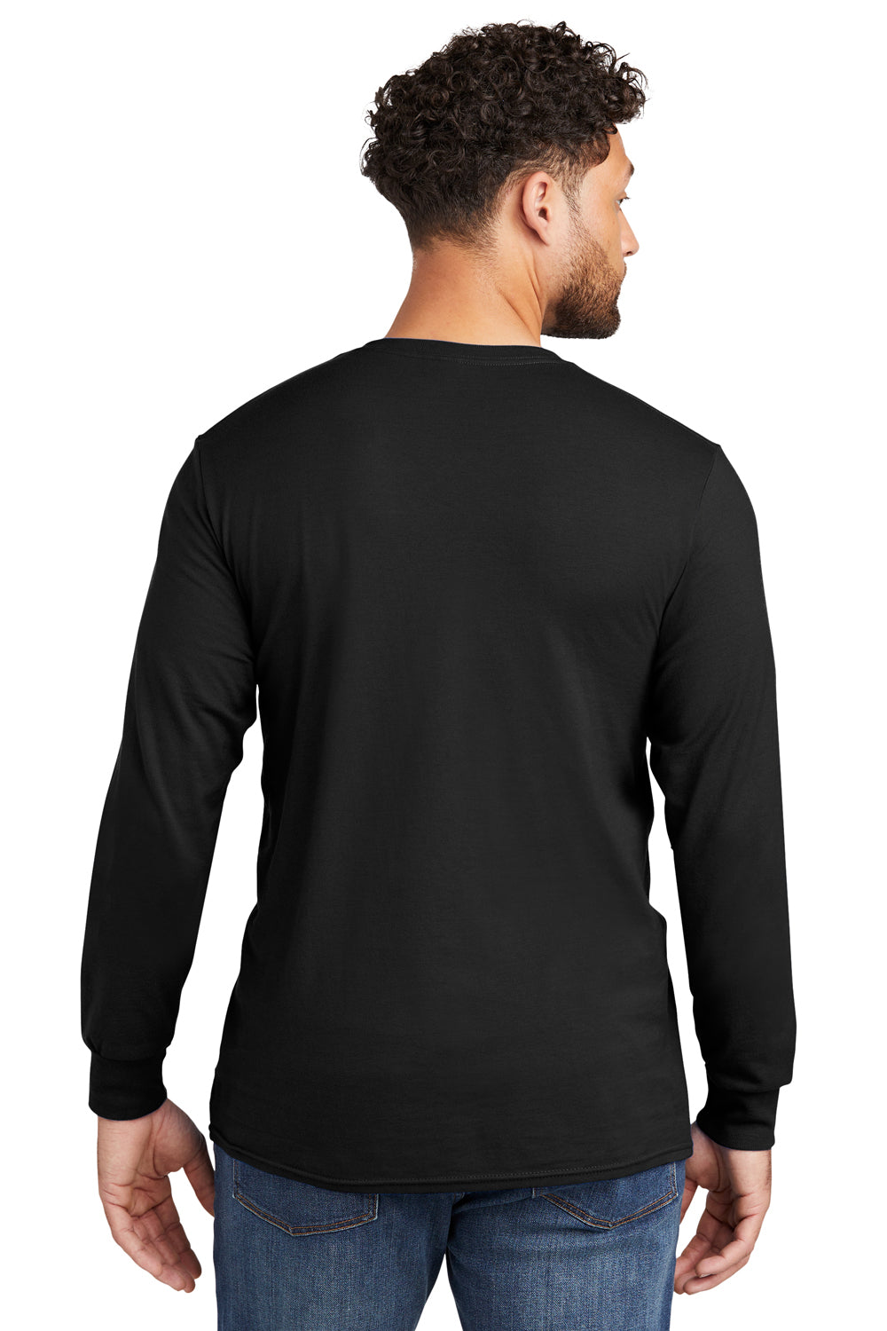 Jerzees 560LS Mens Premium Blend Ring Spun Long Sleeve Crewneck T-Shirt Black Ink Back