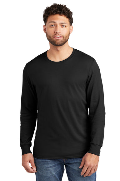 Jerzees 560LS Mens Premium Blend Ring Spun Long Sleeve Crewneck T-Shirt Black Ink Front