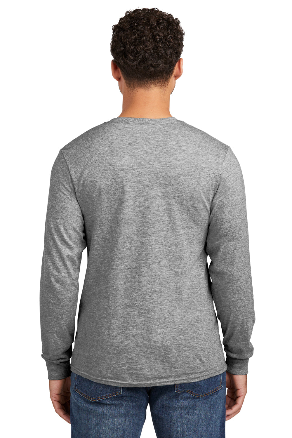 Jerzees 560LS Mens Premium Blend Ring Spun Long Sleeve Crewneck T-Shirt Oxford Grey Back