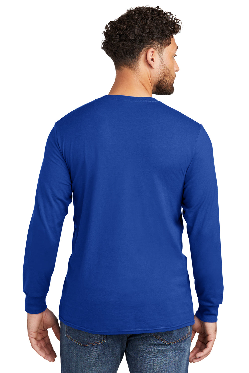 Jerzees 560LS Mens Premium Blend Ring Spun Long Sleeve Crewneck T-Shirt Royal Blue Back