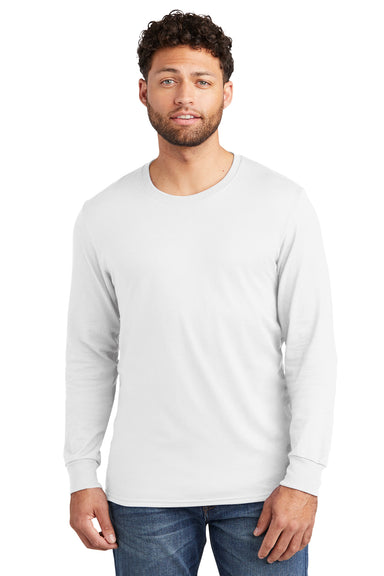 Jerzees 560LS Mens Premium Blend Ring Spun Long Sleeve Crewneck T-Shirt White Front